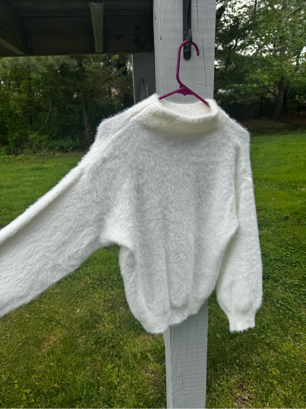 Cozy White Fuzzy Turtleneck Sweater